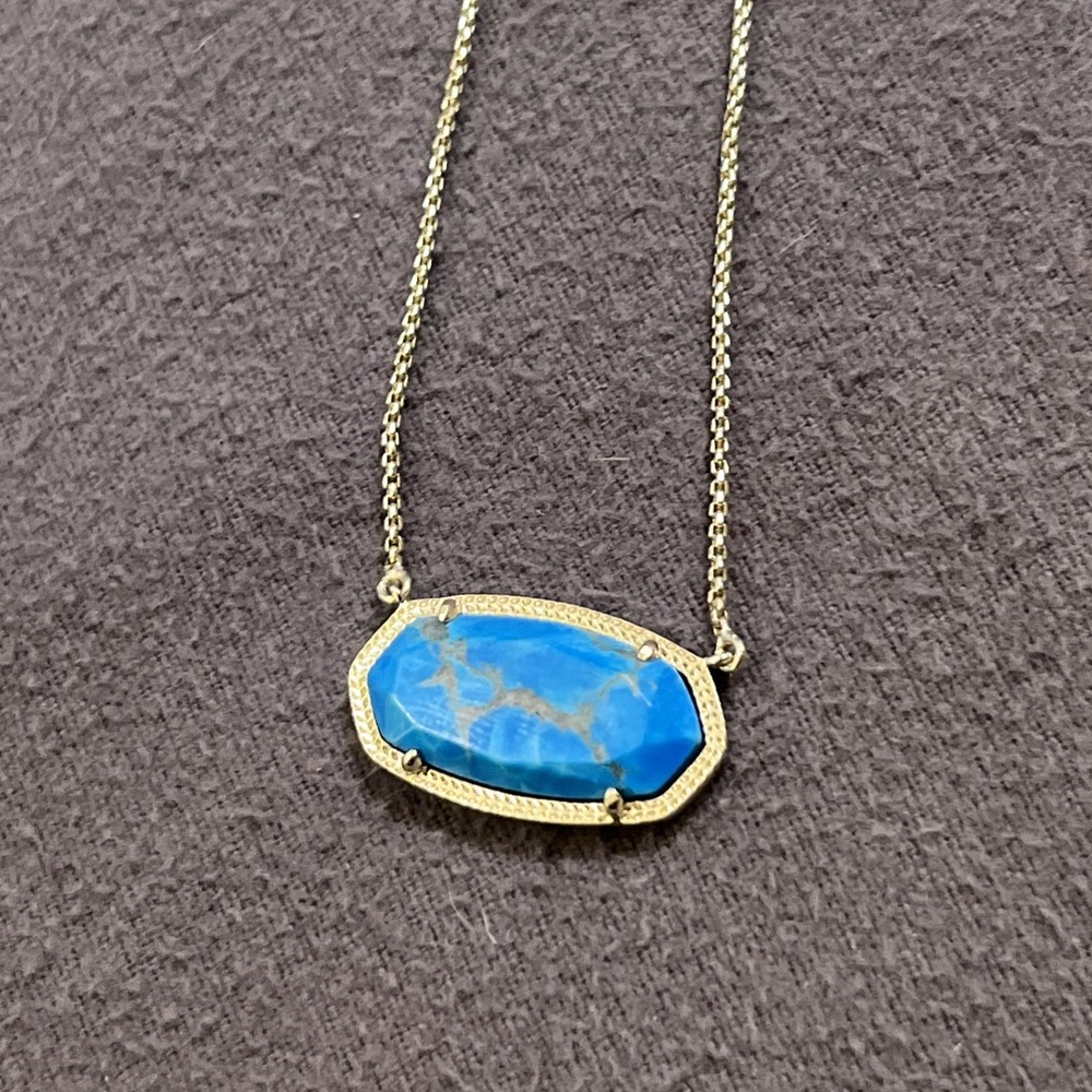 Kendra Scott Elisa Pendant Silver Necklace In Turquoise- Adjustable